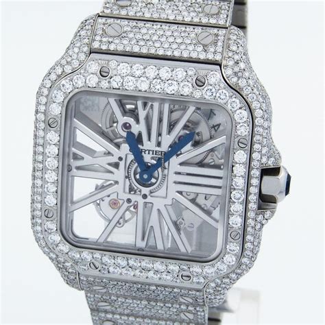 cartier skeleton iced out|cartier santos skeleton diamond.